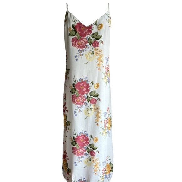 Reformation Dresses & Skirts - A1. Reformation Emerick White Pink Floral Midi Slip Dress Size 0